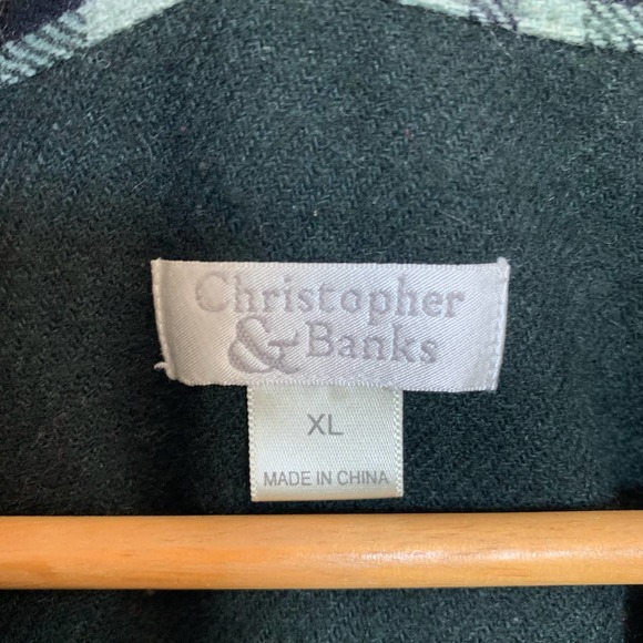 Christopher & Banks Jacket Long Sleeve Wool Blend Button-front Plaid Gre… - Picture 3 of 15